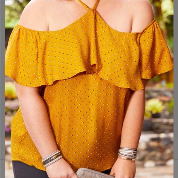 NWOT Maurices yellow cold shoulder blouse - Picture 1 of 3